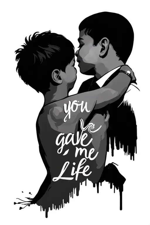 Father And Son Tattoo With Quote You Gave Me Life