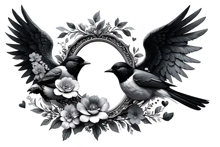 Angel Photo Frame Flowers Love Birds Surrounding Them