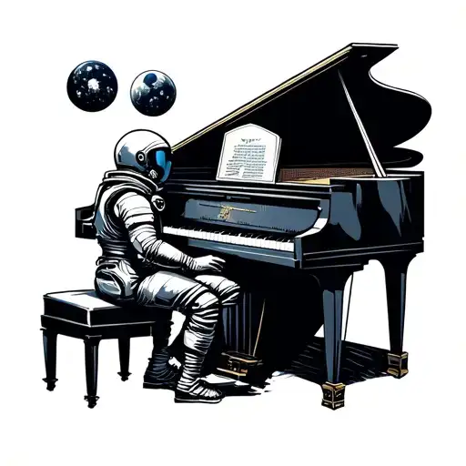 Astronaunt Playing A Piano In Space