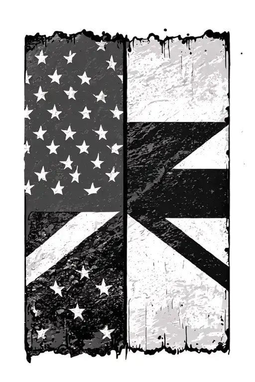 A Square Flag Half Of It The Usa Flag And Half Of It The Jamican Flag