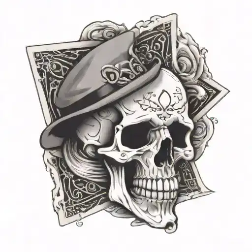 Skull And Ace Card Design Featuring