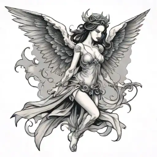 Female Angel With Metal Wings