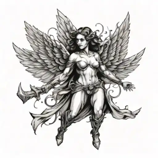Female Angel With Metal Wings