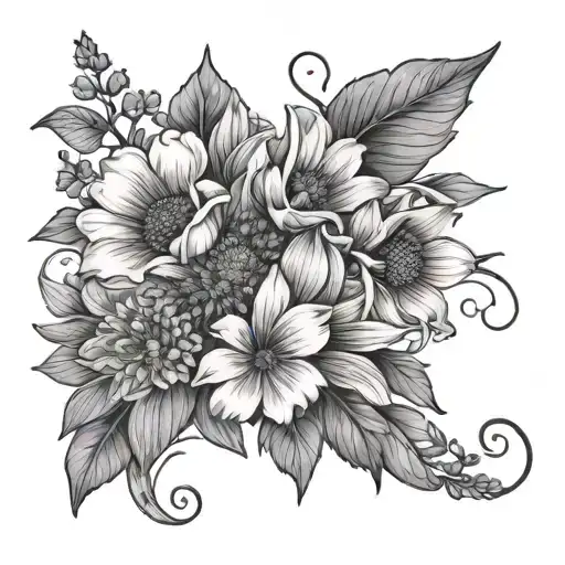 Birth Month Flowers With Names Incorporated