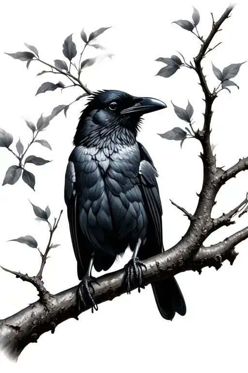 Crow Perched On A Branch