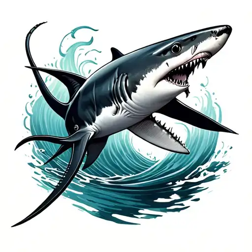 Shark And Stingray With Wave Details