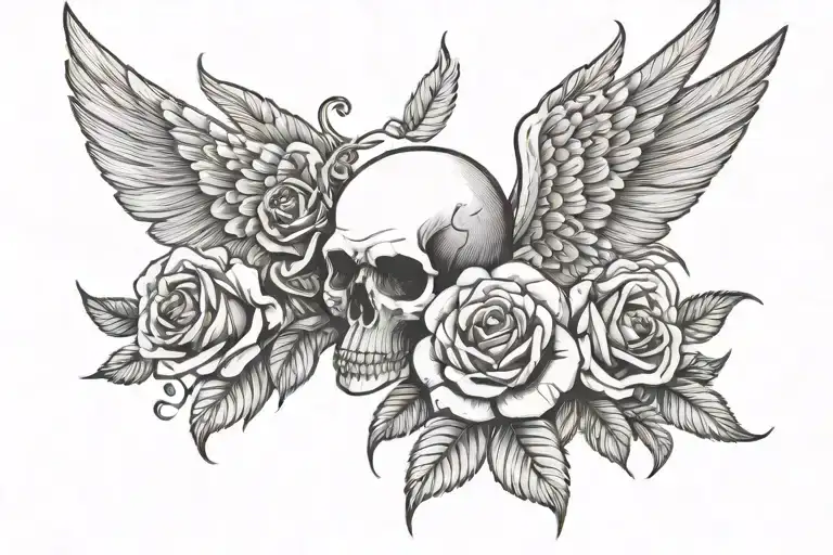 Rose With Wings And Skull