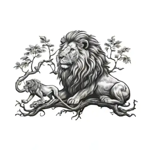 Tree And Lion