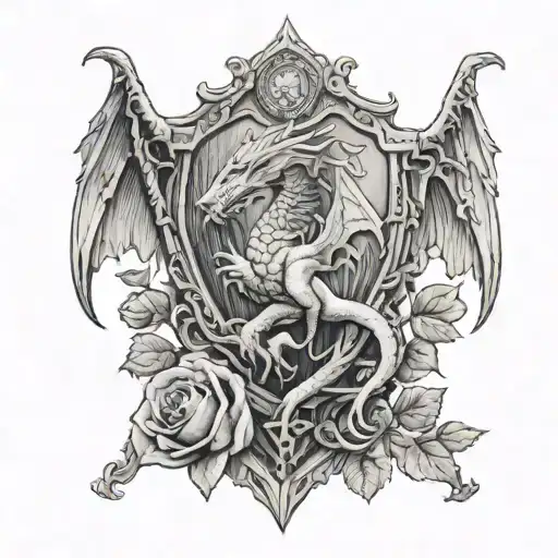 Grey Warden Dragon Age Griffon Heraldry Shield Vines Roses Vintage Tarot Card