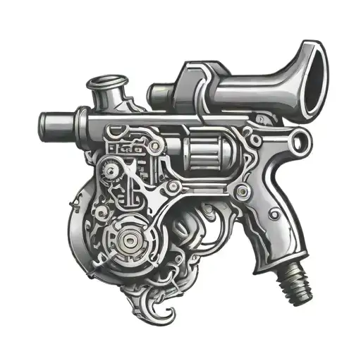 Tattoo Gun With Symbols Of Professions
