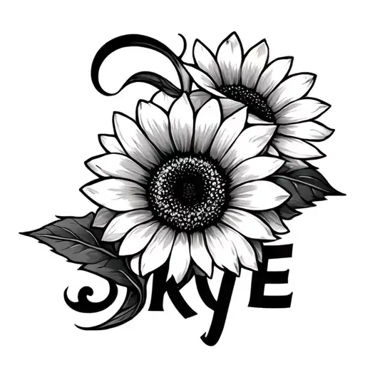 The Word Skye With A Sunflower