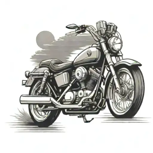 Motorcycle Driving Into Sunset