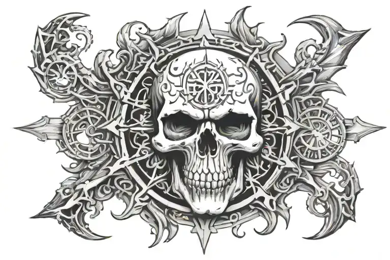 Norse Mythology Vegvisir Skull Made