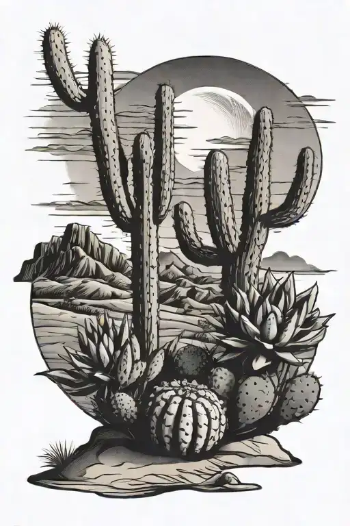 Dessert Landscape With Cactus