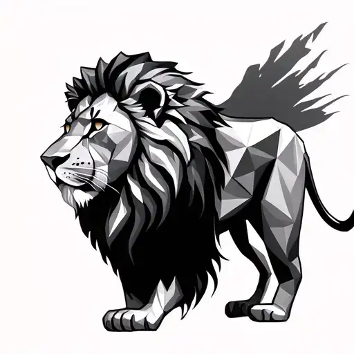 A Lion Made By Polygons
