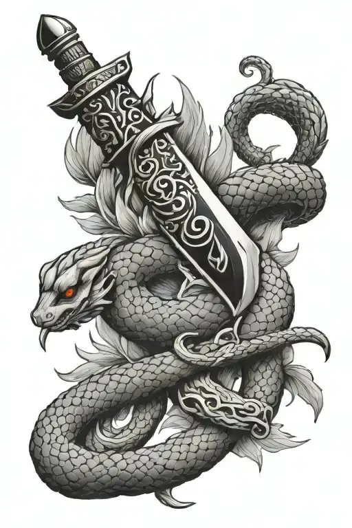 Korean Dagger And Snake Coiled