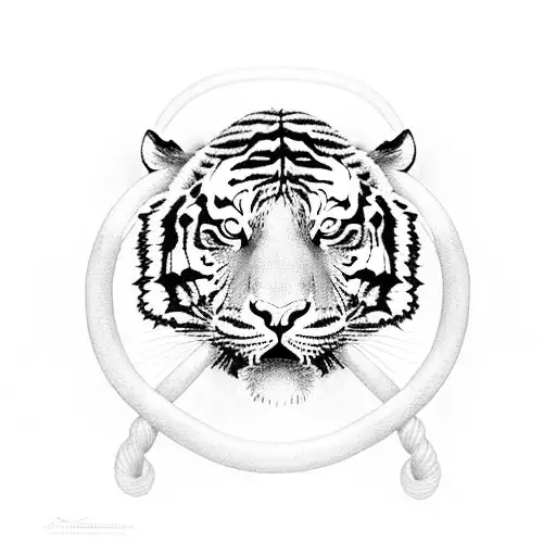 Tiger With Nautical Rope