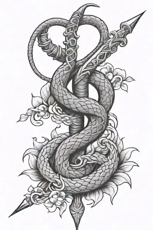 Feminine Korean Dagger And Snake Coiled Around It