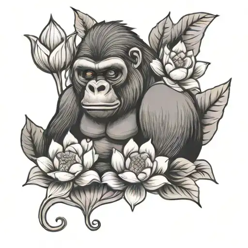 Gorilla Cat Lotus Flower Flowers Blooming