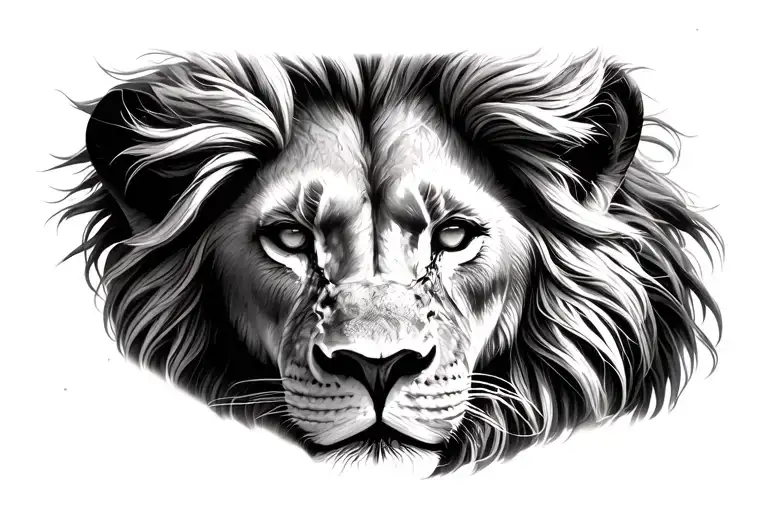 A Focus On The Eyes Of A Lion And His Mane On Thr Horizontal