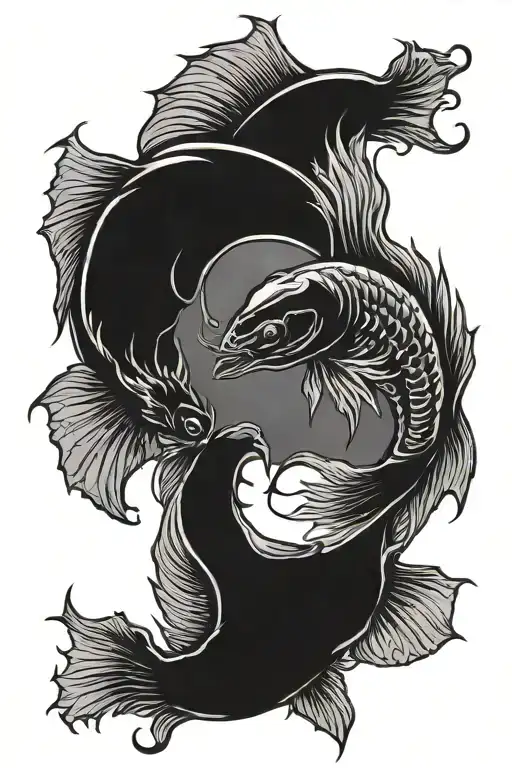 Scorpion And Betta Fish Yin Yang Symbol Formed