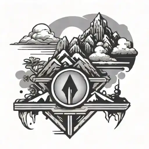 Bipolar Junction Transistor Icon And Semicolon And Mountain Peak