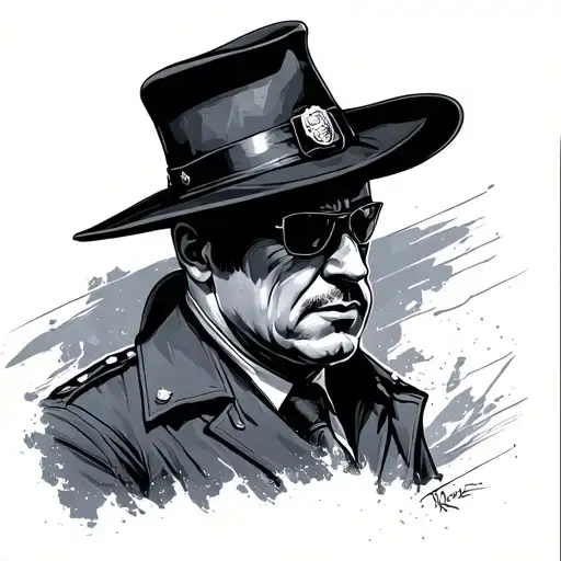 Hat Police Man Walking