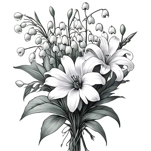 Aster And Lily Of The Valley Bouquet