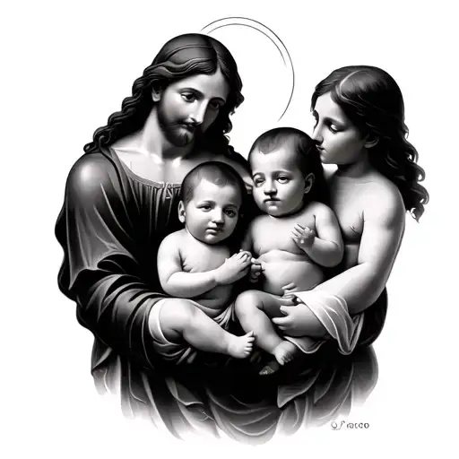 Four Babies With Jesus Holding Them