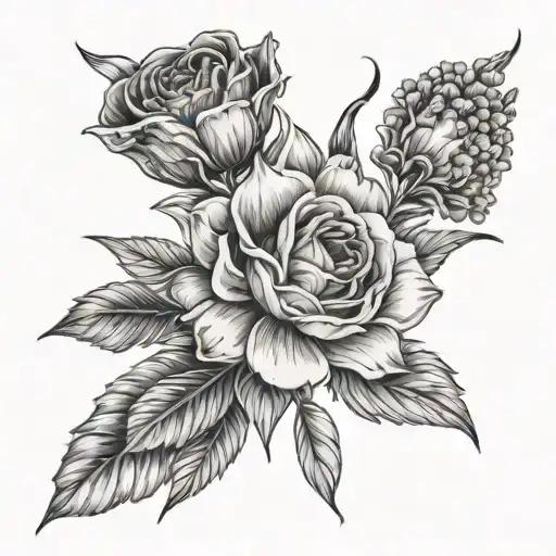 July April February Birth Flower Bouquet Wrapped