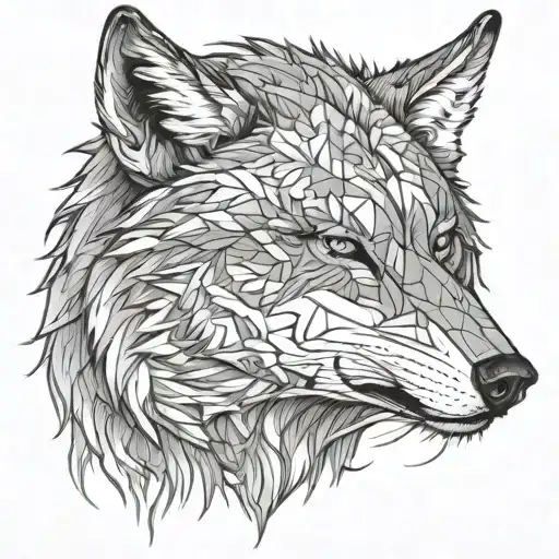 Wolf Face Frontal Morphing Line Drawing