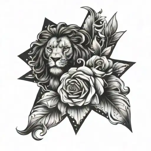 Leo Sign Stars Flowers Intertwined