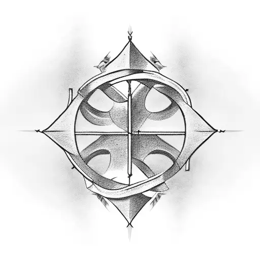 A Religious Symbol Intertwined With An Elegant Arrow Design