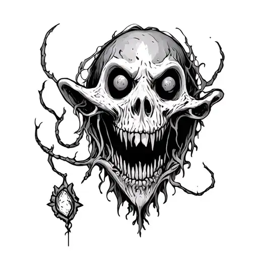Creepy Simple Linework Tattoo Design