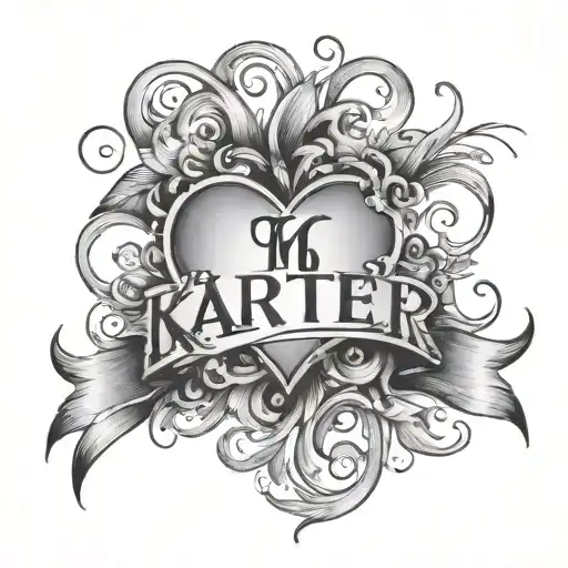 Name Karter With Heartbeat Line