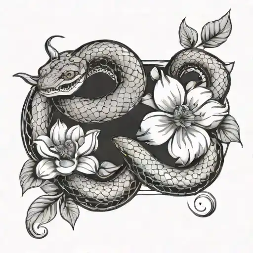Snake And Lotto Flower