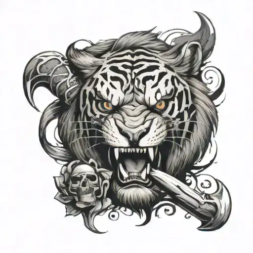 Sabertooth Tiger Sleeve With Pirate Skull