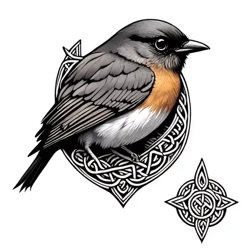 Celtic Shield Knot Dissected Robin Bird