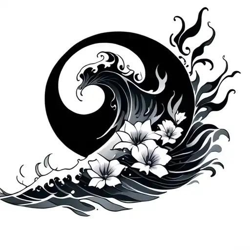 Wave And Fire And Flowers