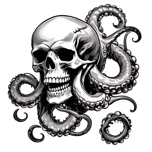 Kraken Pirate Skull Sleeve