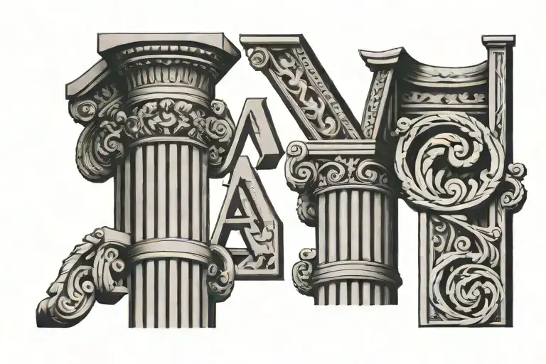 Letter A And E Number 14 Roman Greek Column