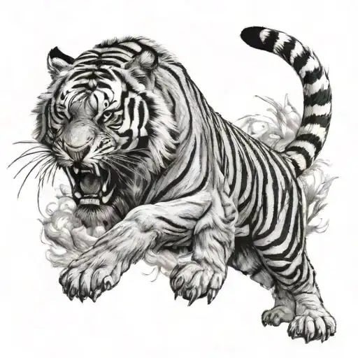 A Full Body Tiger Roaring