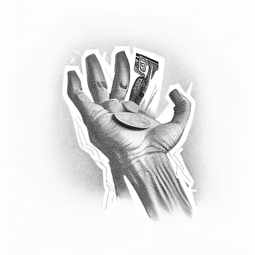 A Hand Holding A Stack Of Money With A Rap Verse Written On The Bills