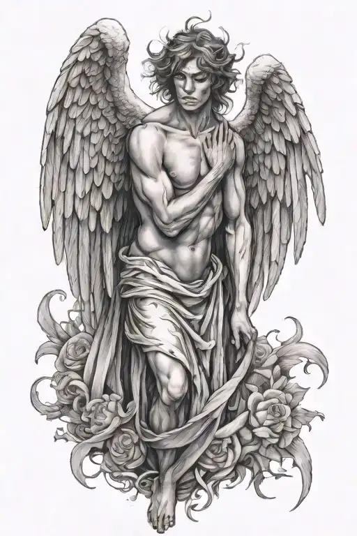 Male Angel Deteriorating Into Death As Sorrow And Heartbreak Destroy Him