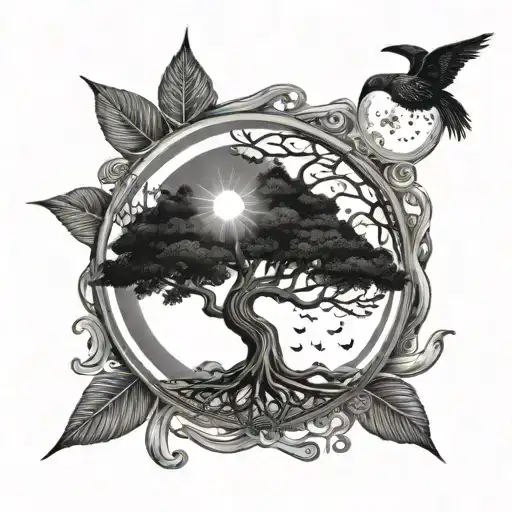 Tree Of Life And Sun And Moon