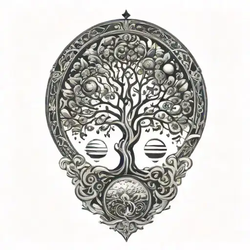 Tree Of Life And Sun And Moon