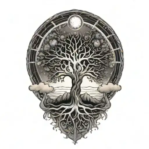 Tree Of Life And Sun And Moon