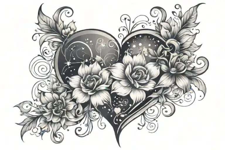 Flowers Galaxy Hearts Symbolizing