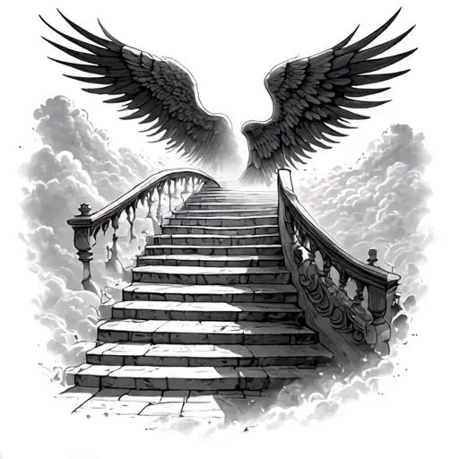 Half Sleeve Fade Into Heaven Stairs Going Into Heaven
