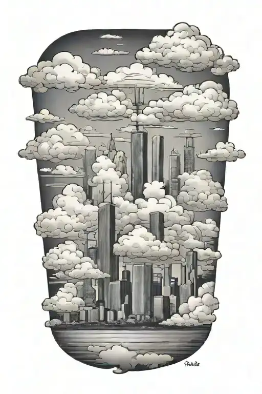 Clouds With Chicago Skyline Inside